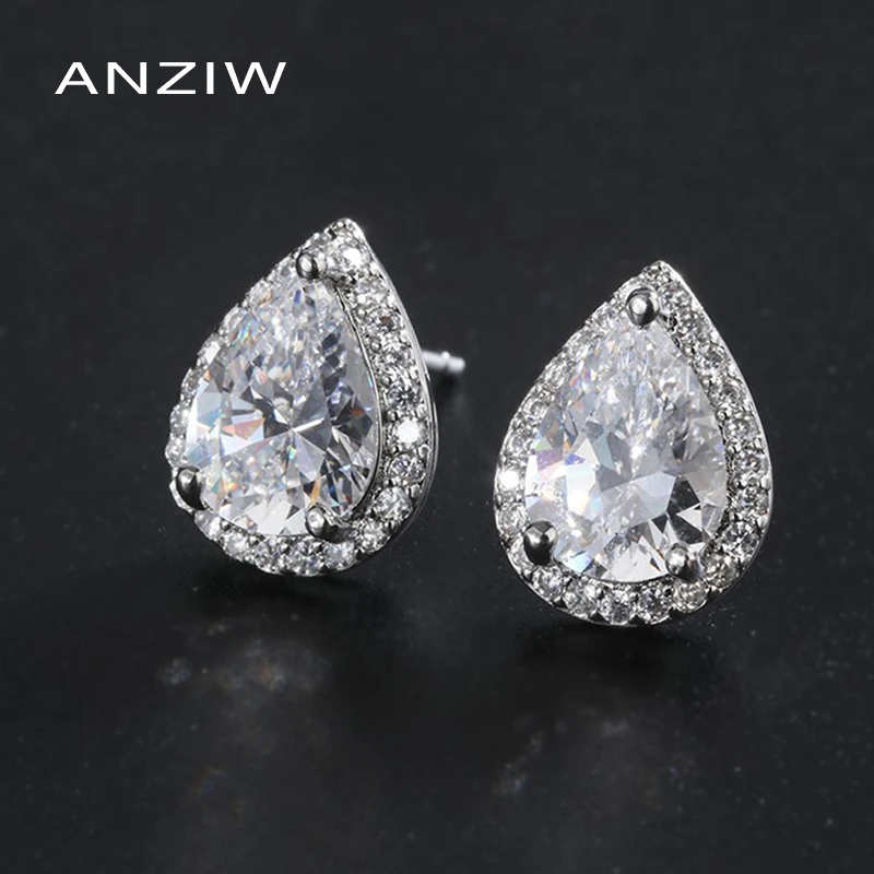 ANZIW Sterling Silver Pear Cut 6x9mm Created SONA Diamond Fine Classic Stud Earrings For Women Jewelry Gifts
ANZIW Sterling Silver Pear Cut 6x9mm Created SONA Diamond Fine Classic Stud Earrings For Women Jewelry Gifts