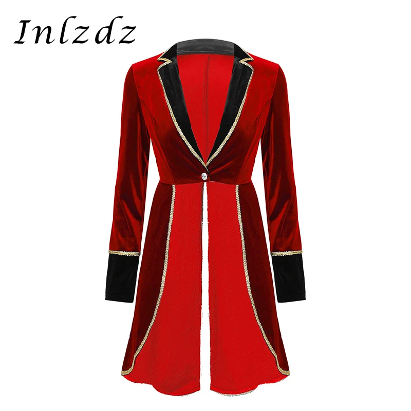 Womens Adult Circus Ringmaster Costume Long Sleeve Blazers Jacket Coat Christmas Halloween Carnival Cosplay Festival Rave Outfit
Womens Adult Circus Ringmaster Costume Long Sleeve Blazers Jacket Coat Christmas Halloween Carnival Cosplay Festival Rave Outfit
