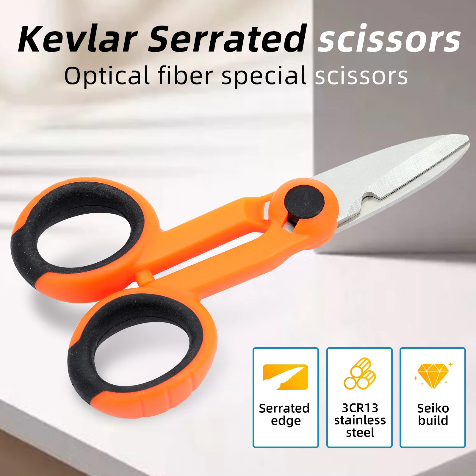 KELUSHI Fiber Optic Kevlar Cutter Scissors Kevlar Aramid Fiber for Sharp Scissors Fiber Pigtail Jumper Wire Pigtail FTTH Tools
KELUSHI Fiber Optic Kevlar Cutter Scissors Kevlar Aramid Fiber for Sharp Scissors Fiber Pigtail Jumper Wire Pigtail FTTH Tools
