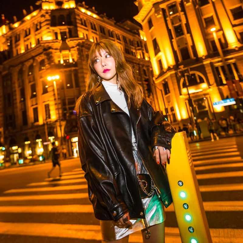 Autumn Winter Women Leather Clothes Sheepskin Black Jacket Ladies Easy Large Size Coat Locomotive Clothing Medium Long Outwear
Autumn Winter Women Leather Clothes Sheepskin Black Jacket Ladies Easy Large Size Coat Locomotive Clothing Medium Long Outwear