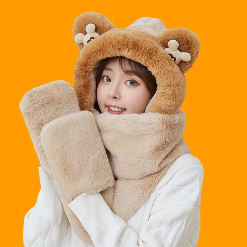 Beanies Skullies Bear Ear Protection Hat Female Autumn Winter Cute Plush Bib Scarf Gloves Hooded Korean Version Versatile War
Beanies Skullies Bear Ear Protection Hat Female Autumn Winter Cute Plush Bib Scarf Gloves Hooded Korean Version Versatile War