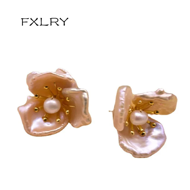 FXLRY Original Handmade 925 Silver Needle Stud Earrings Natural Pink Baroque Pearl Flower Earrings For Women Jewelry
FXLRY Original Handmade 925 Silver Needle Stud Earrings Natural Pink Baroque Pearl Flower Earrings For Women Jewelry
