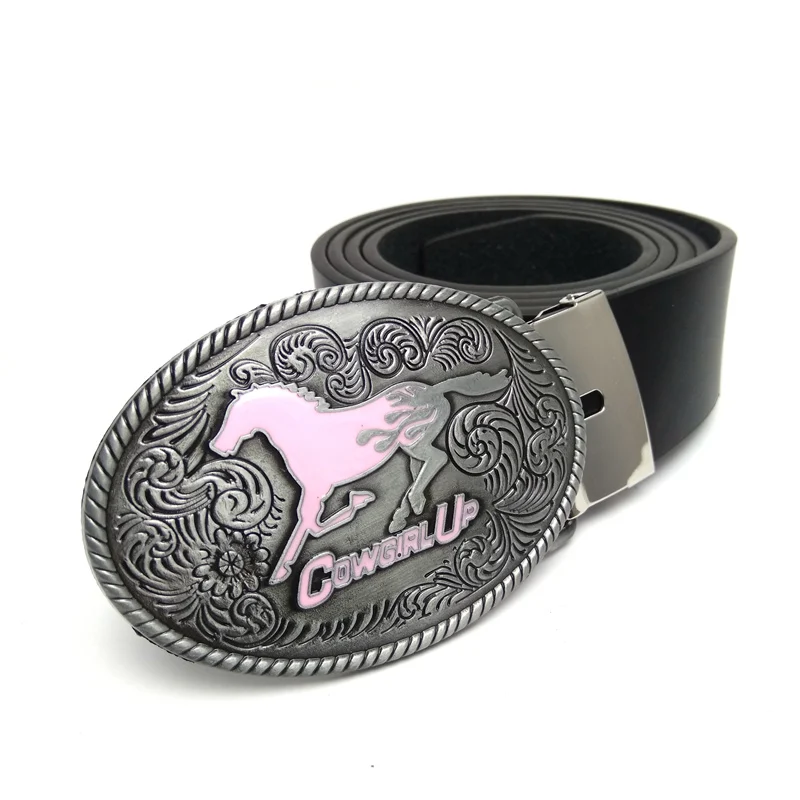 Vintage Retro Women's Black PU Leather Belts Western Cowgirls Belts with Oval Pink Horse Cowgirl Up Metal Belt Buckle For Jeans
Vintage Retro Women's Black PU Leather Belts Western Cowgirls Belts with Oval Pink Horse Cowgirl Up Metal Belt Buckle For Jeans