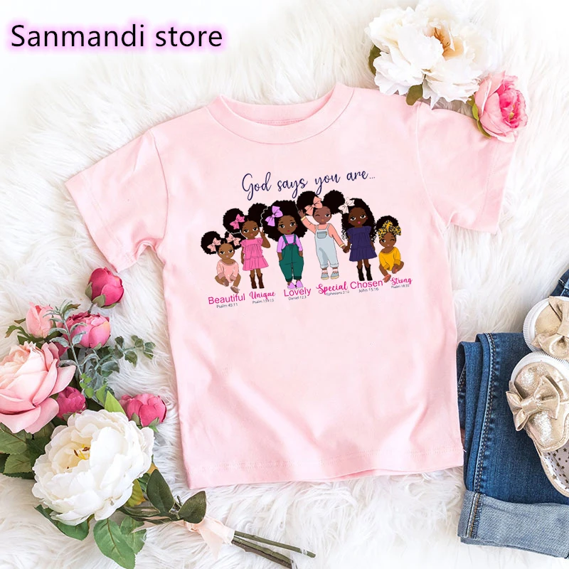 God Says You Are Beautiful Graphic Print Tshirts For Black Girls Magic Kids Clothes Melanin Poppin T Shirt Summer Tops Tee
God Says You Are Beautiful Graphic Print Tshirts For Black Girls Magic Kids Clothes Melanin Poppin T Shirt Summer Tops Tee