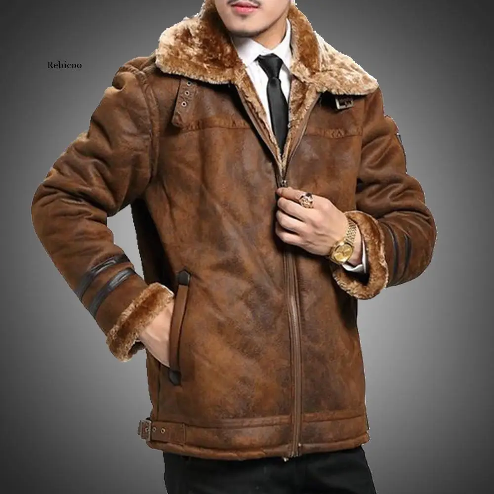 Autumn Winter Jacket Men Vintage Style Faux Leather Jacket Men Fur Lined Warm Coat Motorcycle Jacket Fashion Mens Jackets
Autumn Winter Jacket Men Vintage Style Faux Leather Jacket Men Fur Lined Warm Coat Motorcycle Jacket Fashion Mens Jackets