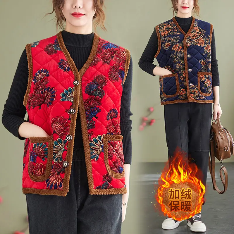 Waistcoat Winter Plus Velvet Printed Vest Large Size Sleeveless Top V-Neck Retro Fashion Thick Coat Short Fleece Jacket M1625
Waistcoat Winter Plus Velvet Printed Vest Large Size Sleeveless Top V-Neck Retro Fashion Thick Coat Short Fleece Jacket M1625