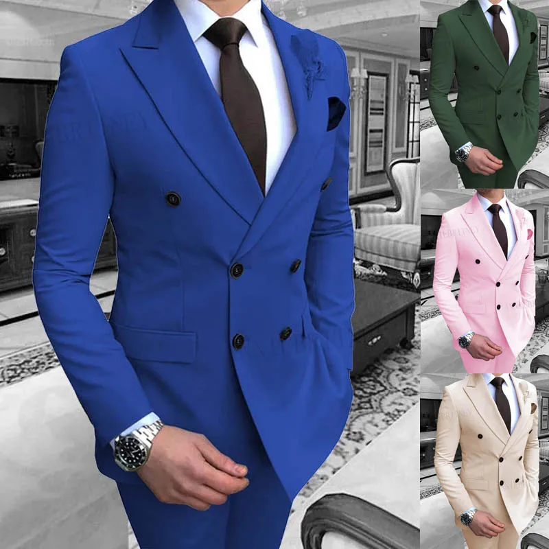 Custom Made Royal Blue Men Suits Double Breasted Groom Green Slim Fit Formal Tuxedos Wedding Party Dress Male Blazers Pants Set
Custom Made Royal Blue Men Suits Double Breasted Groom Green Slim Fit Formal Tuxedos Wedding Party Dress Male Blazers Pants Set