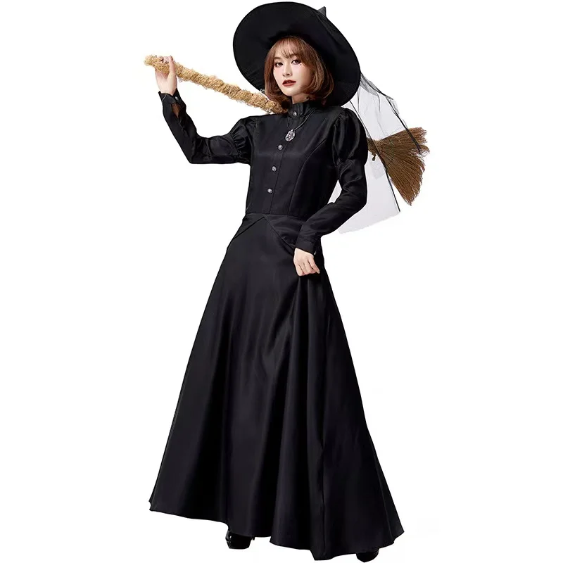 Gothic Women Halloween Black Witch Costume Female Magic Robe Cosplay Carnival Purim Parade Stage Show Role Play Party Long Dress
Gothic Women Halloween Black Witch Costume Female Magic Robe Cosplay Carnival Purim Parade Stage Show Role Play Party Long Dress