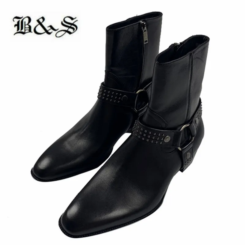 Black& Street rivet nails strap Customized Handmade buckle ring genuine Leather Pionted Toe Boots
Black& Street rivet nails strap Customized Handmade buckle ring genuine Leather Pionted Toe Boots