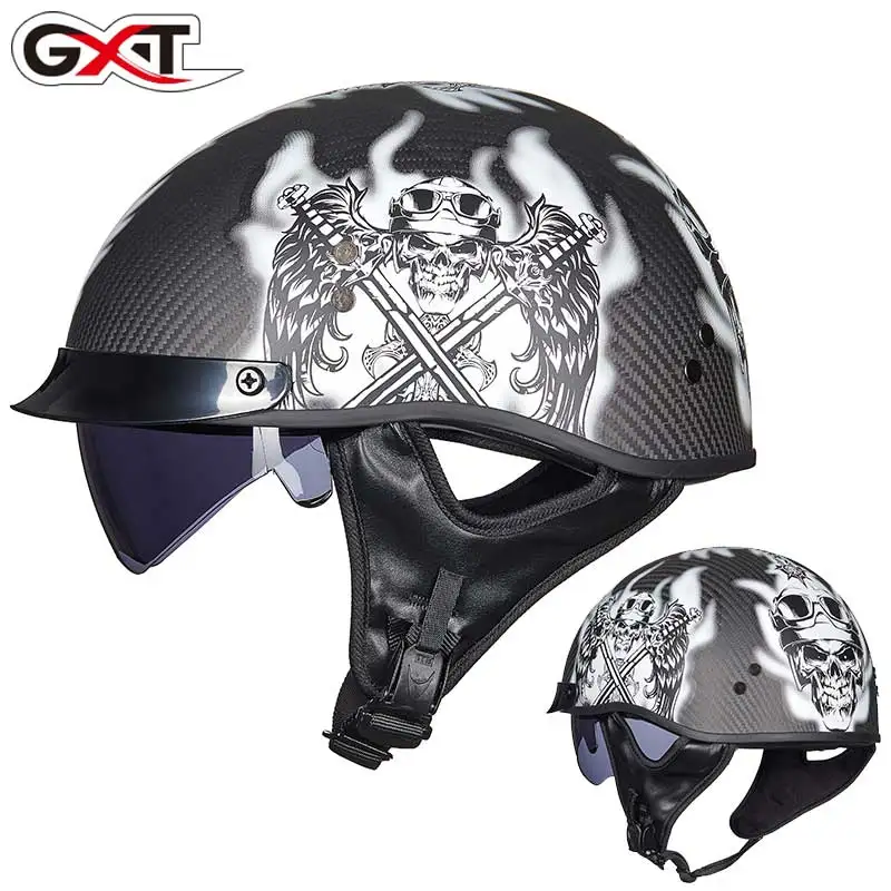 Capacete GXT Carbon Fiber Vintage Motorcycle Helmet retro scooter half helmets with Built-in visor casco moto DOT Approved
Capacete GXT Carbon Fiber Vintage Motorcycle Helmet retro scooter half helmets with Built-in visor casco moto DOT Approved