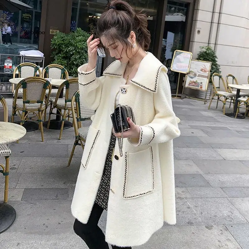 Women New Autumn Winter Imitated Mink Cashmere Coat Female Casual Loose Soft Wool Coats Ladies Vintage Korean Fashion Outerwears
Women New Autumn Winter Imitated Mink Cashmere Coat Female Casual Loose Soft Wool Coats Ladies Vintage Korean Fashion Outerwears