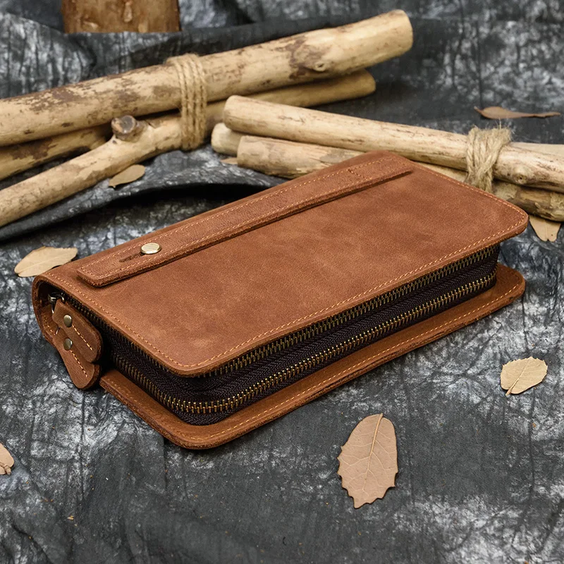 Retro Zipper Long Purse With 6 Inch Phone Pouch Feature Zip Long Wallet Crazy Horse Leather Men Women Mobile Phone Purse
Retro Zipper Long Purse With 6 Inch Phone Pouch Feature Zip Long Wallet Crazy Horse Leather Men Women Mobile Phone Purse