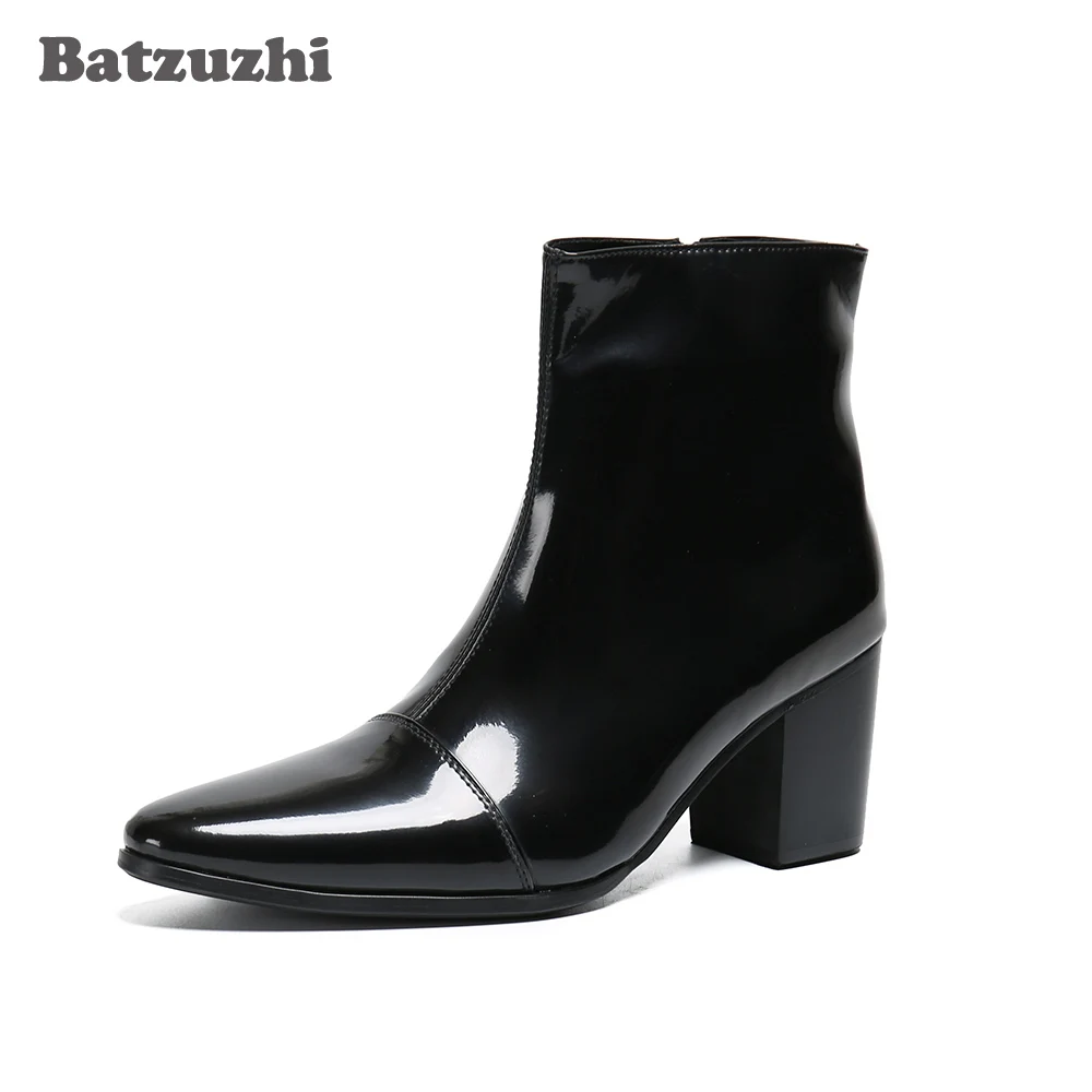 Batzuzhi Pointed Toe Leather Dress Boots Men 7CM High Heel Men Boots Zip Black Business Leather Ankle Boots Bota Masculina! 
Batzuzhi Pointed Toe Leather Dress Boots Men 7CM High Heel Men Boots Zip Black Business Leather Ankle Boots Bota Masculina!