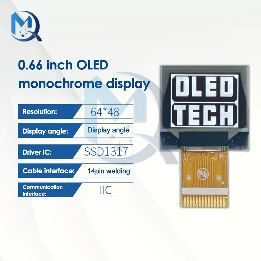 Модуль OEL 1M2033 SSD1317 с OLED-дисплеем, 0,66 дюйма, IC, 14 контактов, 64x8, разрешение, интерфейс IIC для Arduino
Модуль OEL 1M2033 SSD1317 с OLED-дисплеем, 0,66 дюйма, IC, 14 контактов, 64x8, разрешение, интерфейс IIC для Arduino