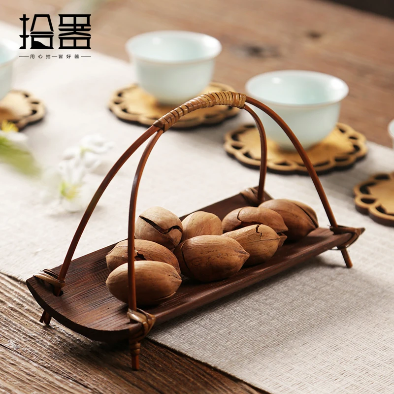 Dual purpose tea tray, tea towel, bamboo towel holder, small basket, snack plate, kung fu tea set accessories
Dual purpose tea tray, tea towel, bamboo towel holder, small basket, snack plate, kung fu tea set accessories