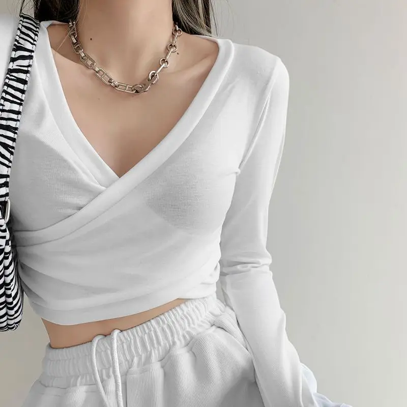Gym T-shirt For Women V-neck 2022 Spring Autumn New Cross-slim High-waist Short-cropped Hot Girl Top Long-sleeved Clothes
Gym T-shirt For Women V-neck 2022 Spring Autumn New Cross-slim High-waist Short-cropped Hot Girl Top Long-sleeved Clothes