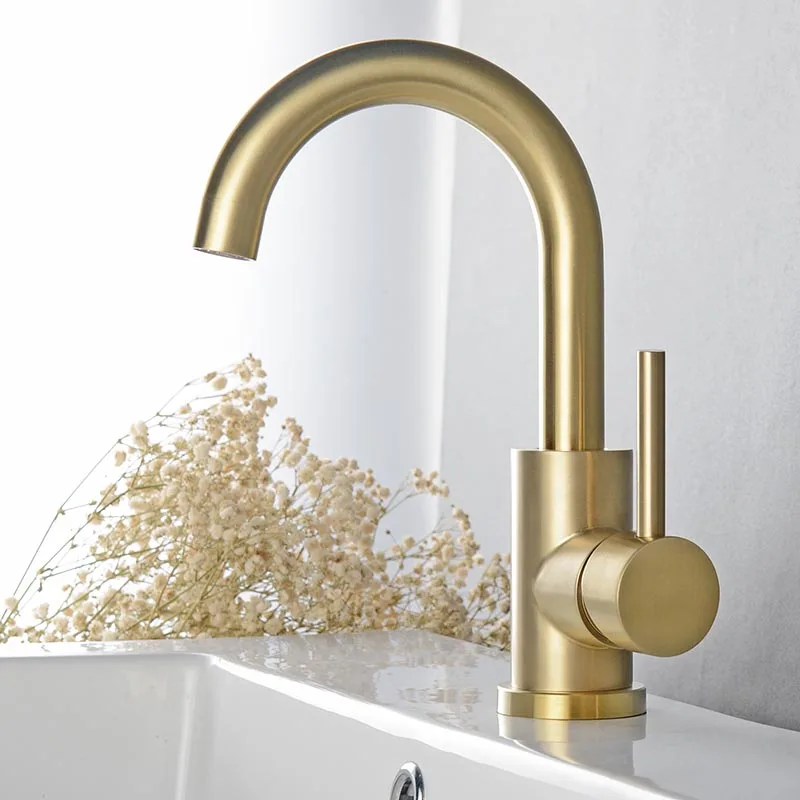 Bathroom Basin Faucet Hot And Cold Water Mixer Single Handle Deck Mounted Water Taps Brushed Gold
Bathroom Basin Faucet Hot And Cold Water Mixer Single Handle Deck Mounted Water Taps Brushed Gold