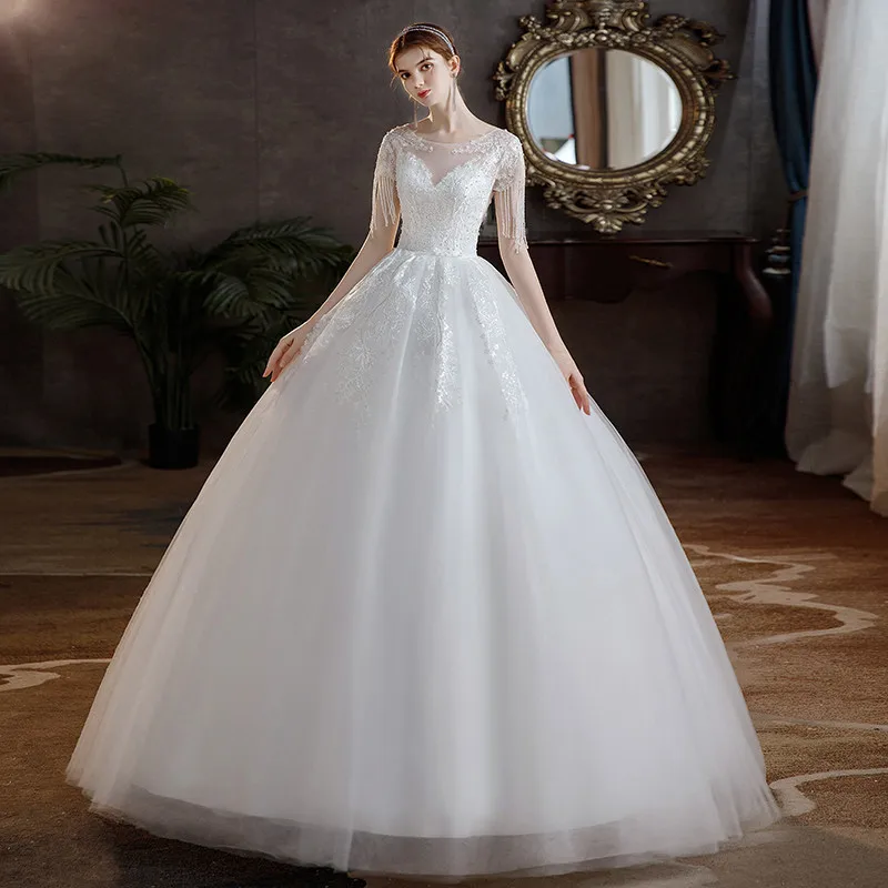 Ezkuntza O-neck Wedding Dress Classic Half Sleeve Bridal Ball Wedding Gowns Vestido De Noiva Robe De Mariee Customized
Ezkuntza O-neck Wedding Dress Classic Half Sleeve Bridal Ball Wedding Gowns Vestido De Noiva Robe De Mariee Customized