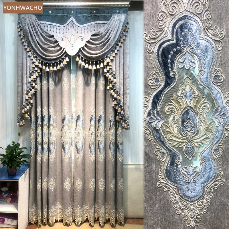Custom curtain thick chenille simple gray villa embroidered window screen cloth blackout curtain valance tulle drapery C768
Custom curtain thick chenille simple gray villa embroidered window screen cloth blackout curtain valance tulle drapery C768