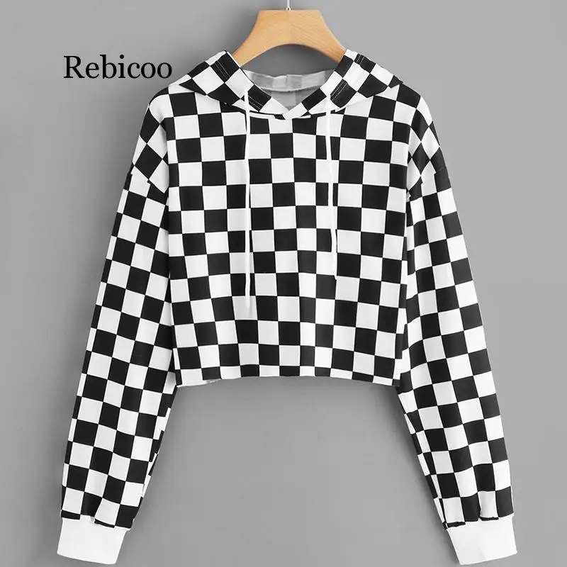 Autumn Harajuku Hoodie Sudadera Mujer Sweatshirt Women Black White Plaid Short Hoodies Tops Clothes Moletom New Roupas
Autumn Harajuku Hoodie Sudadera Mujer Sweatshirt Women Black White Plaid Short Hoodies Tops Clothes Moletom New Roupas