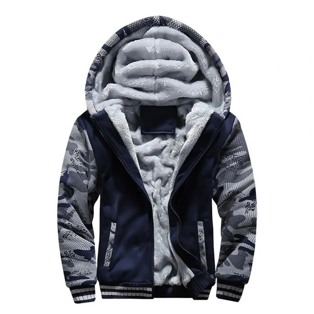 Zipper Closure Male Jacket Thickened Fleece Lining Camouflage Patchwork Hooded Cardigan 2021 Winter Outerwear Top
Zipper Closure Male Jacket Thickened Fleece Lining Camouflage Patchwork Hooded Cardigan 2021 Winter Outerwear Top