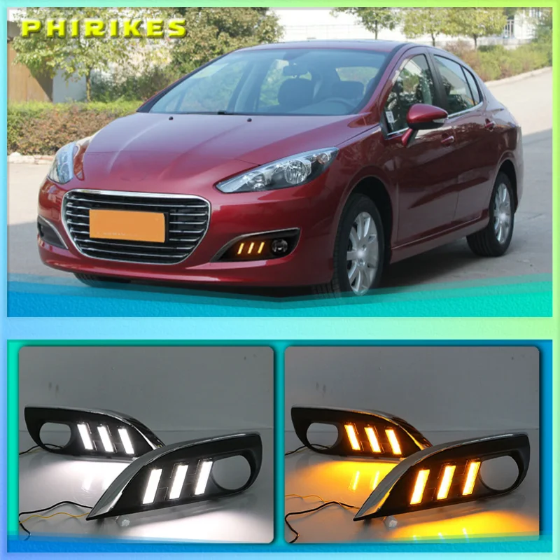 1 Pair Car styling LED driving DRL with Daytime Running Light yellow turn signal Fog Head Lamp for Peugeot 308 2012-2014
1 Pair Car styling LED driving DRL with Daytime Running Light yellow turn signal Fog Head Lamp for Peugeot 308 2012-2014