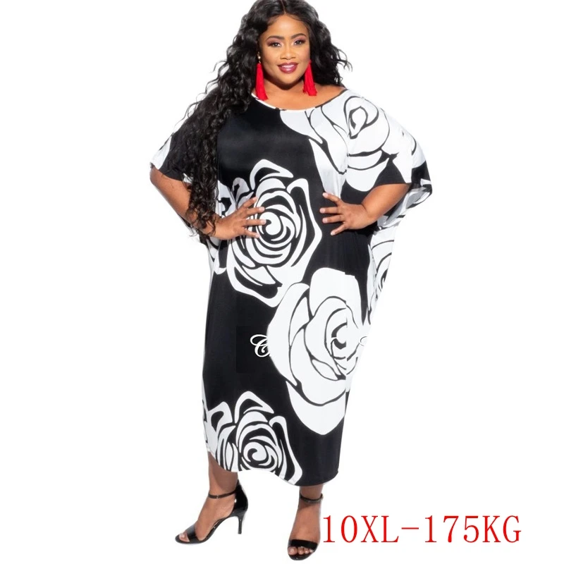 Summer plus size casual dress 10XL 9XL 8XL new fashion women's high elastic round neck black and white printed dress
Summer plus size casual dress 10XL 9XL 8XL new fashion women's high elastic round neck black and white printed dress