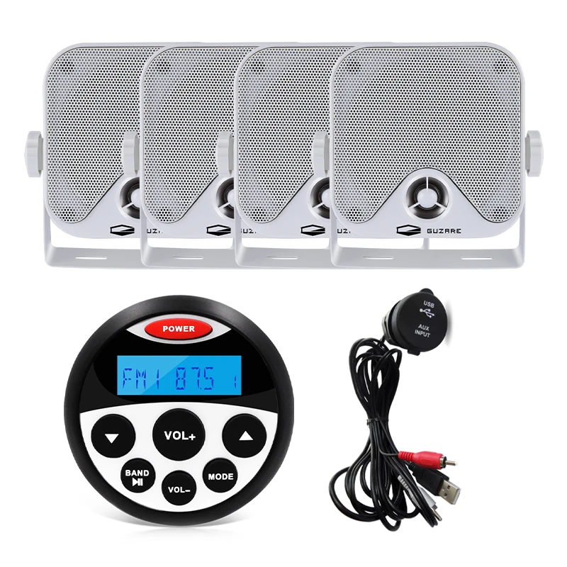 Waterproof Marine Radio Bluetooth Audio System Boat Stereo Receiver MP3 Car Player+4inch Marine Speakers+Extension USB Cable
Waterproof Marine Radio Bluetooth Audio System Boat Stereo Receiver MP3 Car Player+4inch Marine Speakers+Extension USB Cable