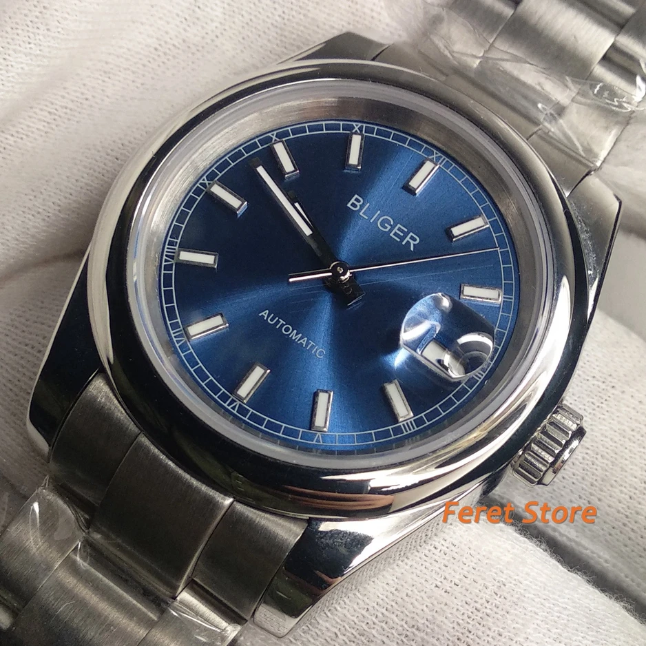 BLIGER 39mm Sterile Men's Watches steel case Luminous Dial Hand Sapphire Glass Blue Dial Luminous Mechanical Automatic Movement
BLIGER 39mm Sterile Men's Watches steel case Luminous Dial Hand Sapphire Glass Blue Dial Luminous Mechanical Automatic Movement