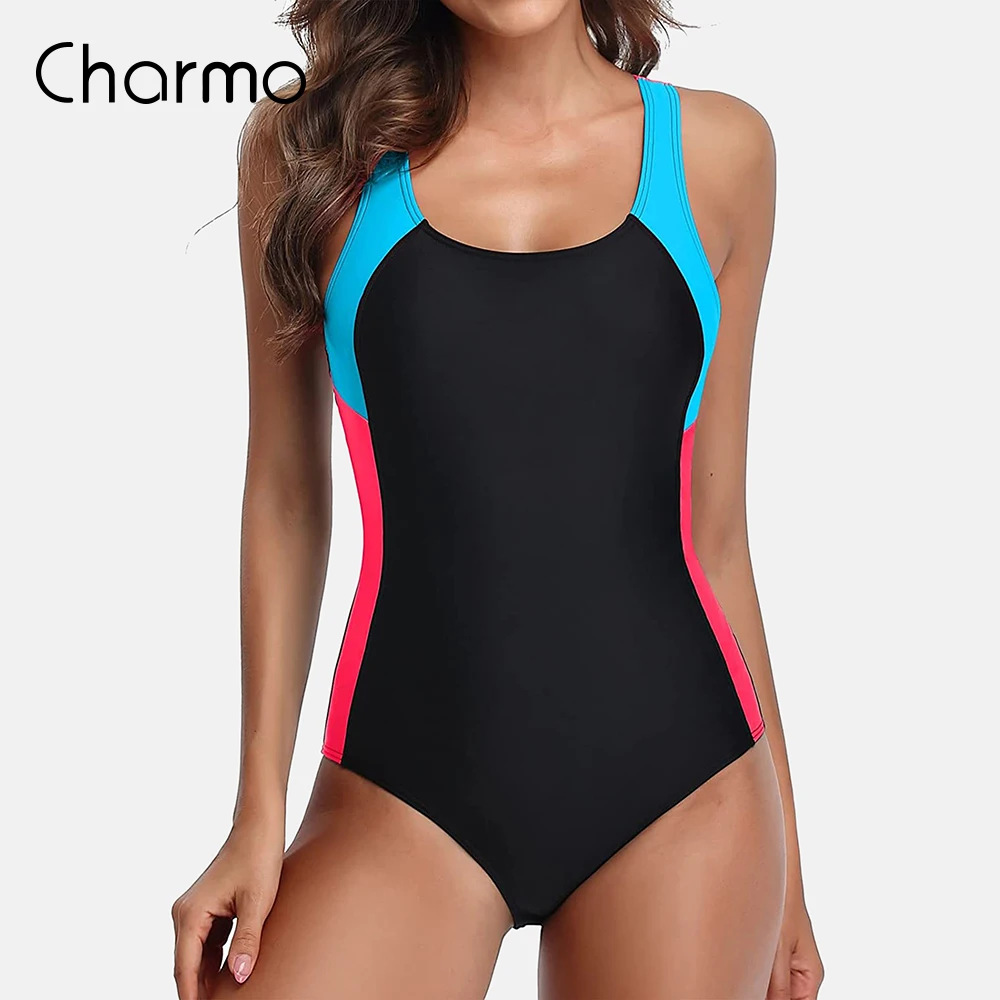 Charmo Women's One Piece Sport Swimsuit Water Aerobic Bathing Suit Color Block Lap Swimwear Hollow Back Training Swimsuit
Charmo Women's One Piece Sport Swimsuit Water Aerobic Bathing Suit Color Block Lap Swimwear Hollow Back Training Swimsuit