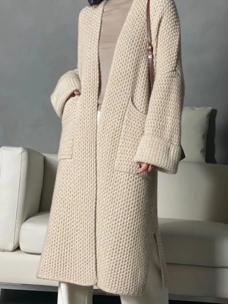 Sweater for Women Cashmere Cardigan Knitted Maxi Long Autumn Winter Pockets Korean Japan Ladies Cardigans Streetwear
Sweater for Women Cashmere Cardigan Knitted Maxi Long Autumn Winter Pockets Korean Japan Ladies Cardigans Streetwear