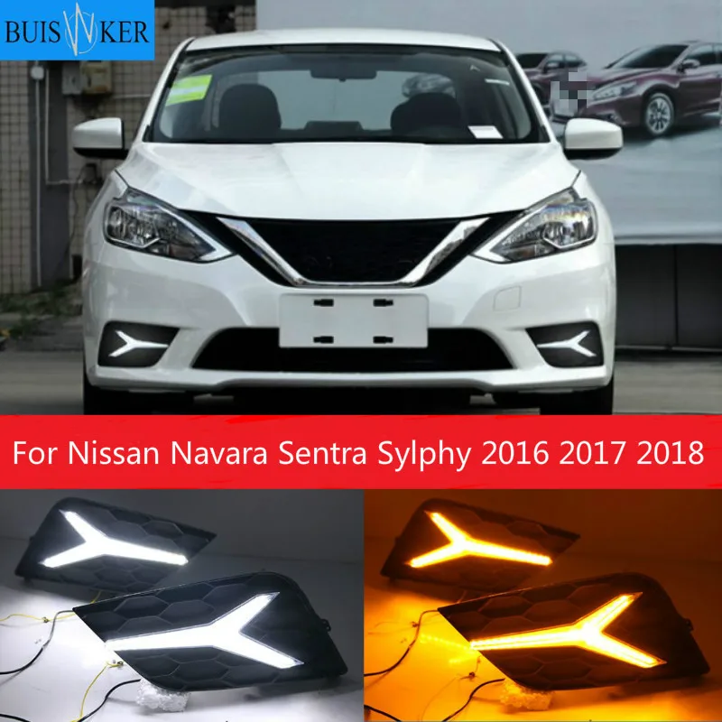 2pcs For Nissan Navara Sentra 2016 2017 2018 Sylphy DRL Daytime Running Lights Daylight Fog Light Cover With Turn Yellow Signal
2pcs For Nissan Navara Sentra 2016 2017 2018 Sylphy DRL Daytime Running Lights Daylight Fog Light Cover With Turn Yellow Signal