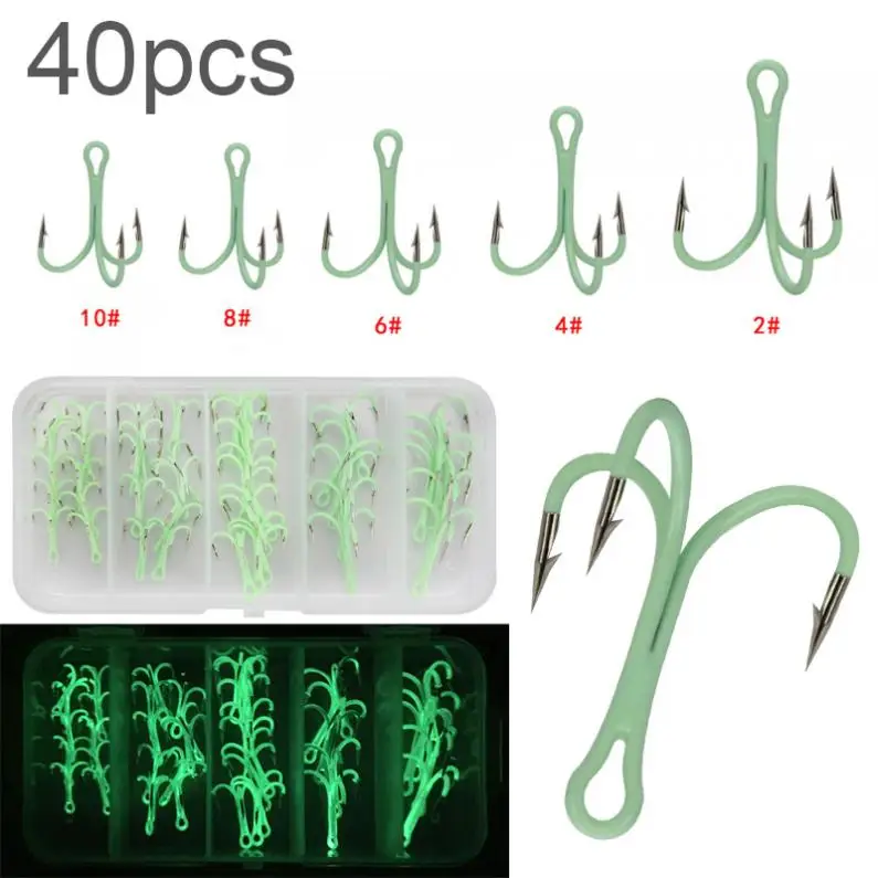 40pcs/lot High Carbon Steel Crank Treble Hook 2# 4# 6# 8# 10# Luminous Fishing Hooks
40pcs/lot High Carbon Steel Crank Treble Hook 2# 4# 6# 8# 10# Luminous Fishing Hooks