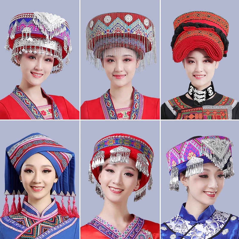 Уникальный китайский винтажный танцевальный головной убор Miao zhuang, шляпа Tujia в Западном хунане
Уникальный китайский винтажный танцевальный головной убор Miao zhuang, шляпа Tujia в Западном хунане