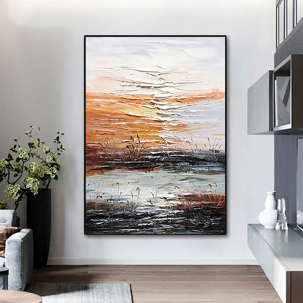 Modern Abstract Painting Hand Painted Landscape Lake Oil Painting Wall Art Abstract Textured Art On Canvas Home Wal Decoration
Modern Abstract Painting Hand Painted Landscape Lake Oil Painting Wall Art Abstract Textured Art On Canvas Home Wal Decoration