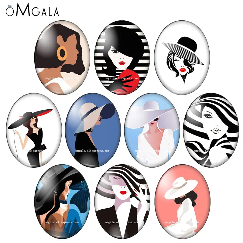 Fashional Modern Women Girls Illustrations 13x18mm/18x25mm/30x40mm Oval photo glass cabochon flat back Making findings
Fashional Modern Women Girls Illustrations 13x18mm/18x25mm/30x40mm Oval photo glass cabochon flat back Making findings
