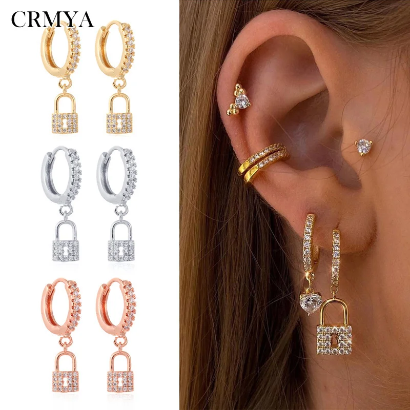 CRMYA Vintage Gold Silver Filled Circle Drop Earring CZ Zircon Lock Dangle Hoop Earrings For Women Girls Jewelry Wholesale
CRMYA Vintage Gold Silver Filled Circle Drop Earring CZ Zircon Lock Dangle Hoop Earrings For Women Girls Jewelry Wholesale