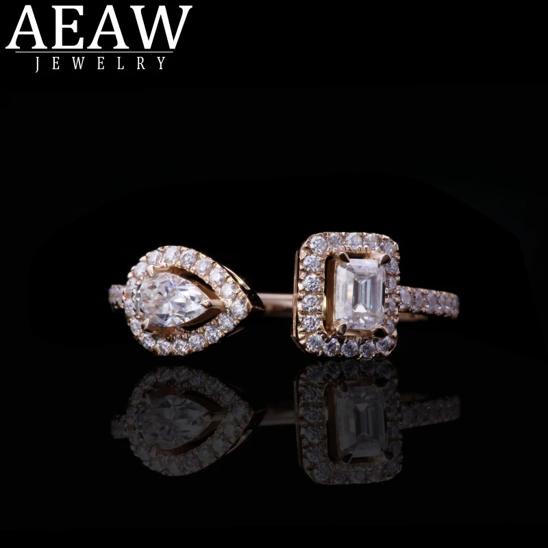 AEAW Pear Cut with Emerald Cut White Moissanite Diamond Ring Solid 14k Yellow Gold Wedding Engagement Rings for Women
AEAW Pear Cut with Emerald Cut White Moissanite Diamond Ring Solid 14k Yellow Gold Wedding Engagement Rings for Women