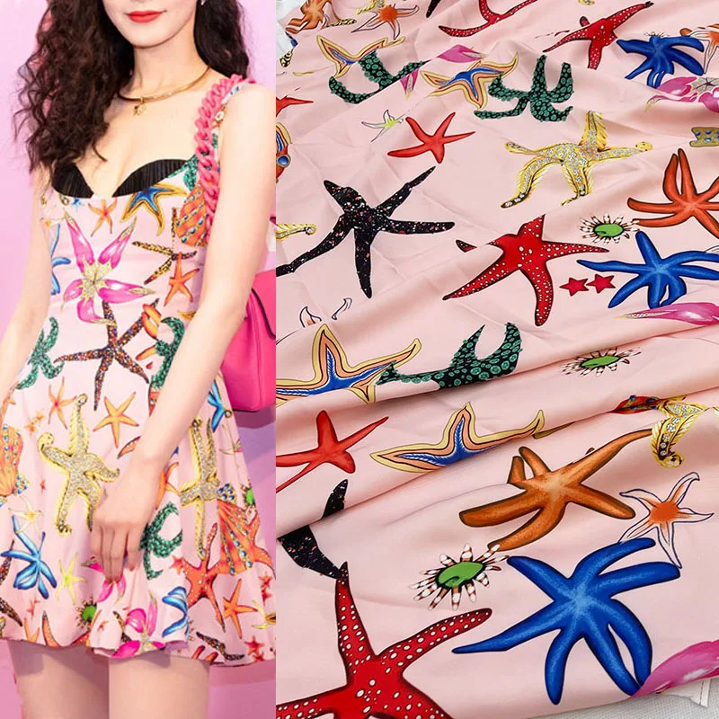 Fashion Brand Style Ocean Starfish Printed Imitate Silk Satin Fabric For Woman Dress Blouse Pants DIY Cloth Sewing Material
Fashion Brand Style Ocean Starfish Printed Imitate Silk Satin Fabric For Woman Dress Blouse Pants DIY Cloth Sewing Material