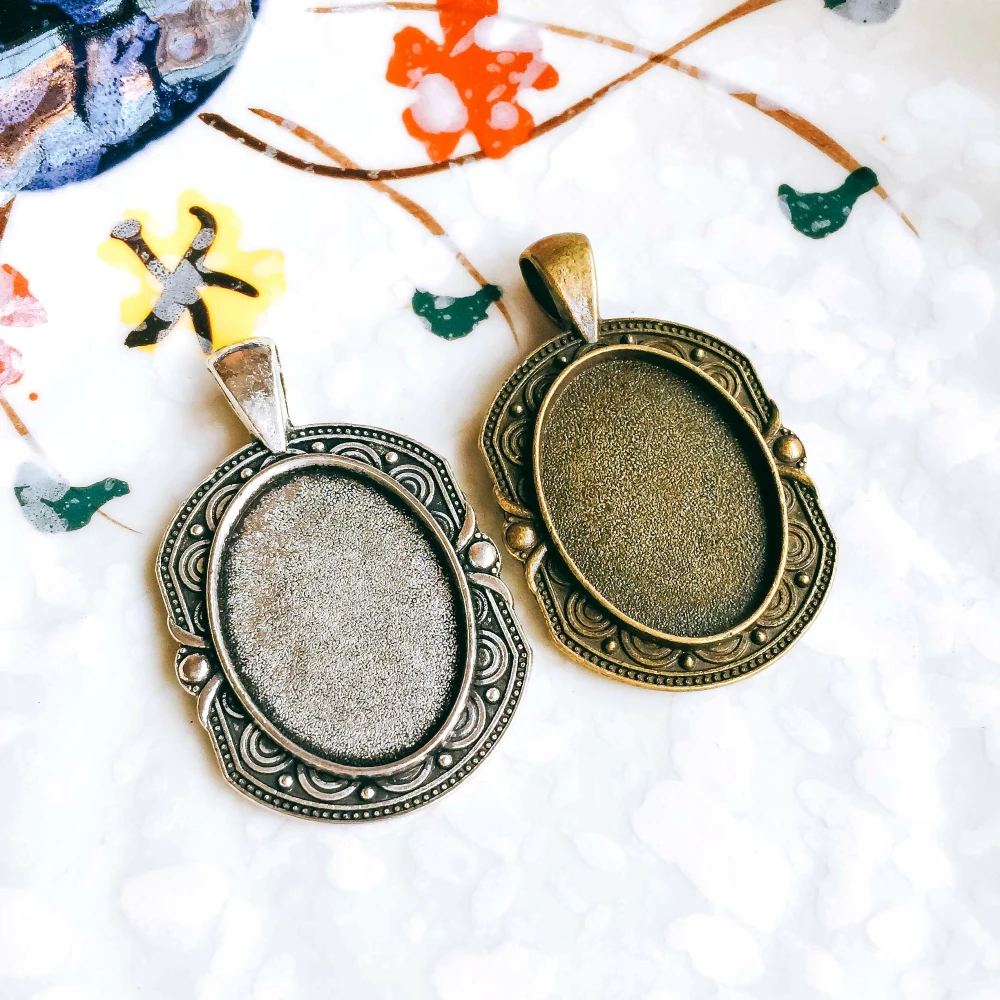 18x25mm Antique Bronze Silver Color Glass Cabochon Base Necklace Pendant Setting Jewelry Accessories Diy Material 5pcs T27
18x25mm Antique Bronze Silver Color Glass Cabochon Base Necklace Pendant Setting Jewelry Accessories Diy Material 5pcs T27