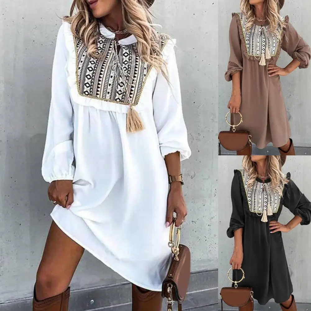 Vintage Pattern Patchwork Shirt Dress Women Lantern Sleeve Large Hem Dress for Beach
Vintage Pattern Patchwork Shirt Dress Women Lantern Sleeve Large Hem Dress for Beach