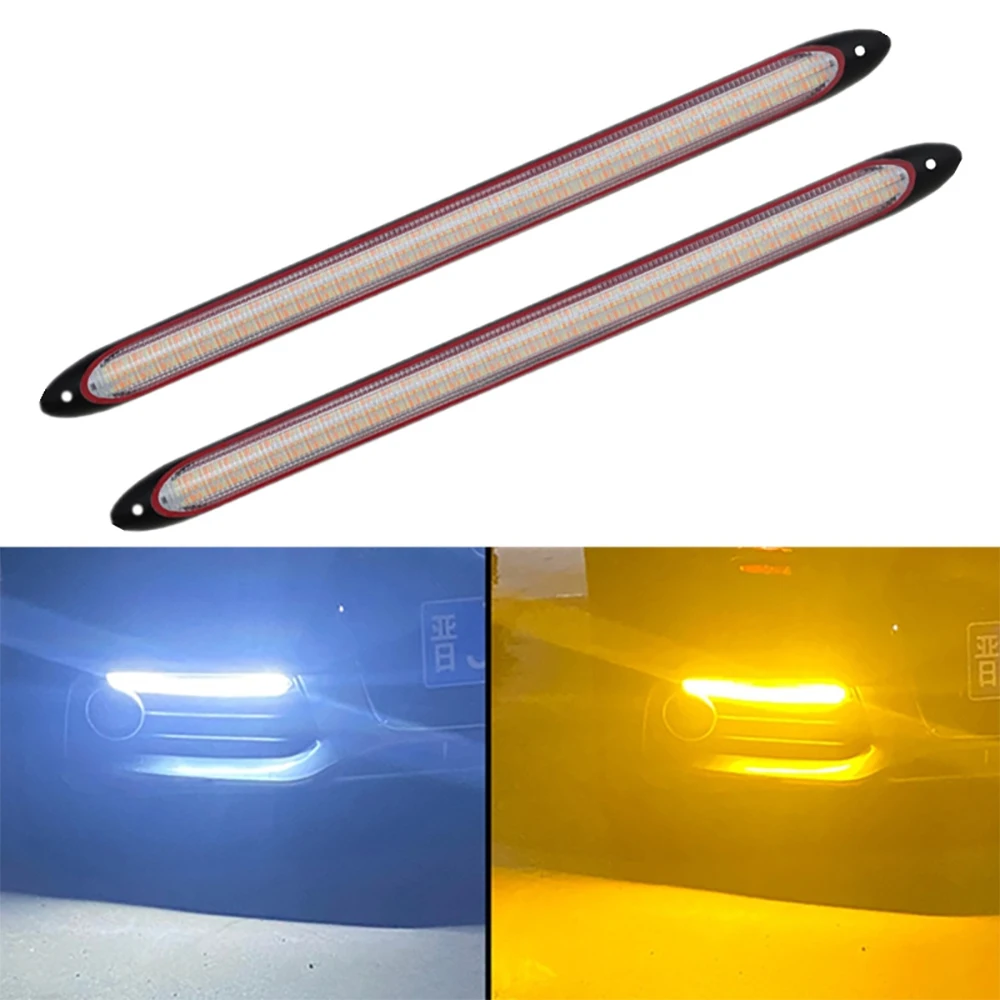 ASLENT 2 Pcs/set Universal Turn Signal Car Modified Streamer Strip Car LED Daytime Running Light DRL Light Headlight Strip White
ASLENT 2 Pcs/set Universal Turn Signal Car Modified Streamer Strip Car LED Daytime Running Light DRL Light Headlight Strip White