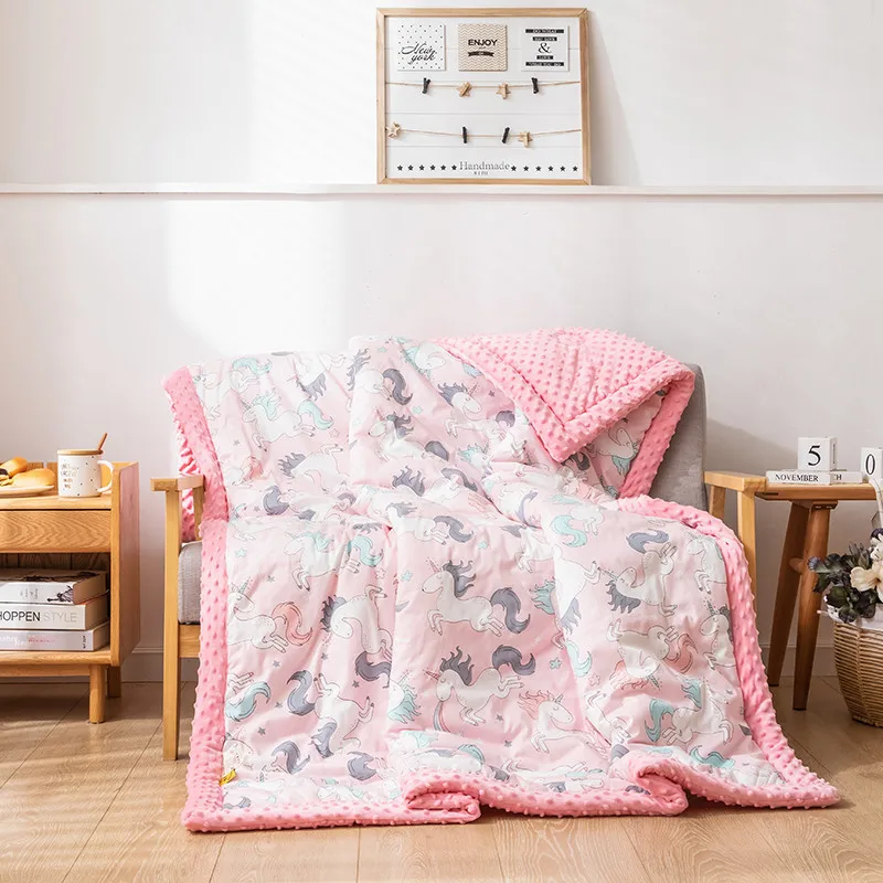 Cartoon Unicorn Pink Cotton Blanket Double Layer Minky Dot Comfortable Velvet Baby Spring Swaddle Four-Season Multifunctional
Cartoon Unicorn Pink Cotton Blanket Double Layer Minky Dot Comfortable Velvet Baby Spring Swaddle Four-Season Multifunctional