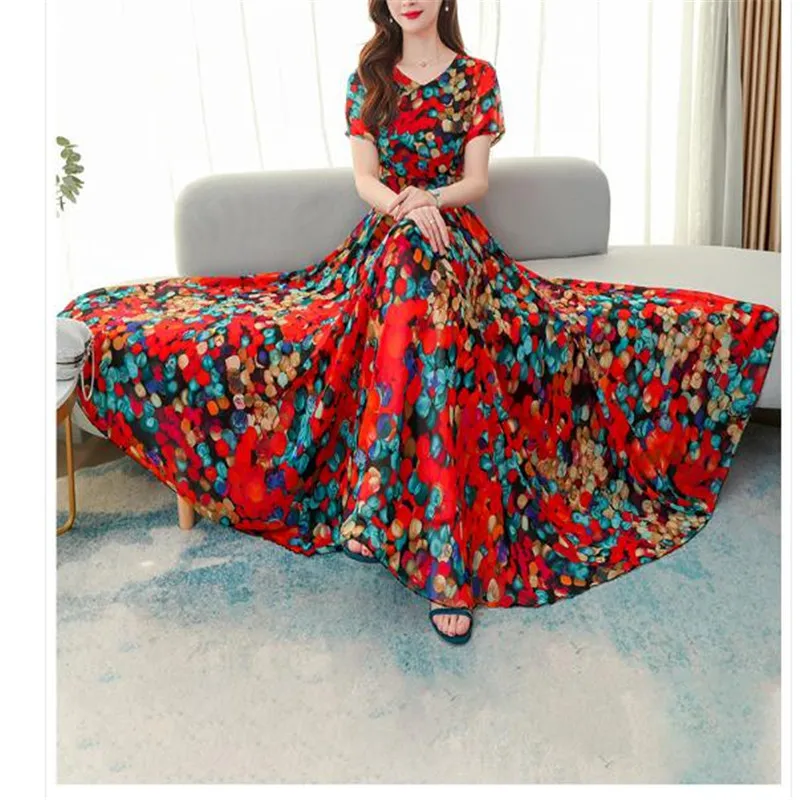 3XL Plus Size summer Short Sleeve V Neck Print dress female 2020 new temperament chiffon self-cultivation beach Mid Dress
3XL Plus Size summer Short Sleeve V Neck Print dress female 2020 new temperament chiffon self-cultivation beach Mid Dress