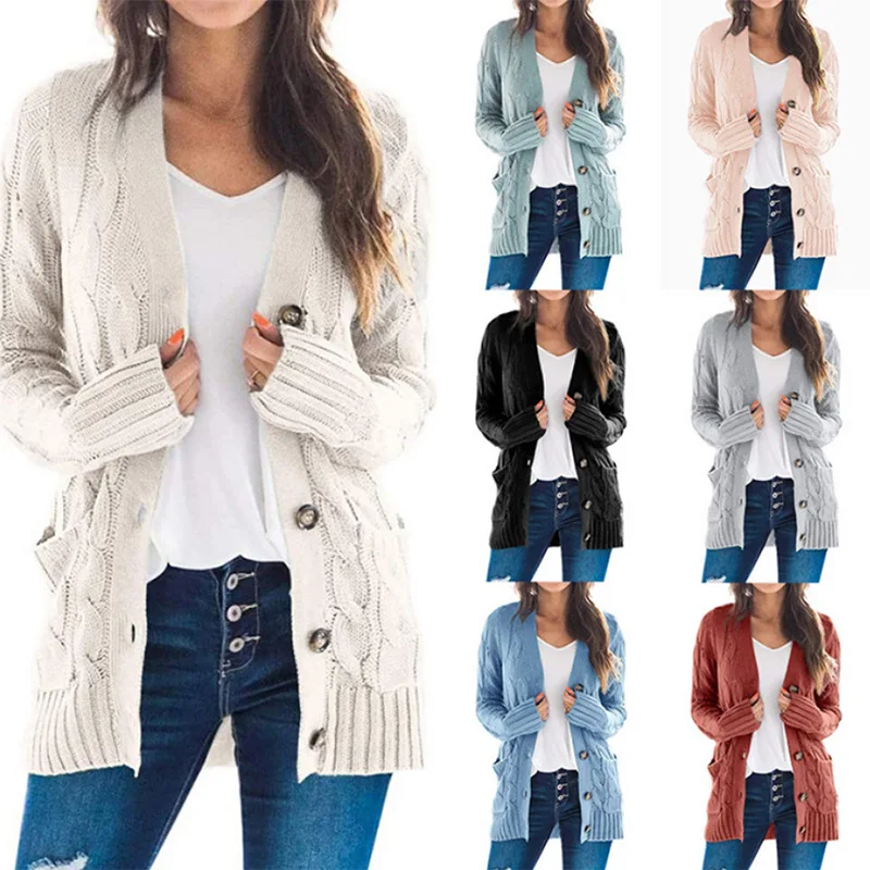 Autumn Winter Women's Cardigan Stylish Casual Long Sleeve Solid Color V-neck Knitted Cardigan Outwear Clothes
Autumn Winter Women's Cardigan Stylish Casual Long Sleeve Solid Color V-neck Knitted Cardigan Outwear Clothes