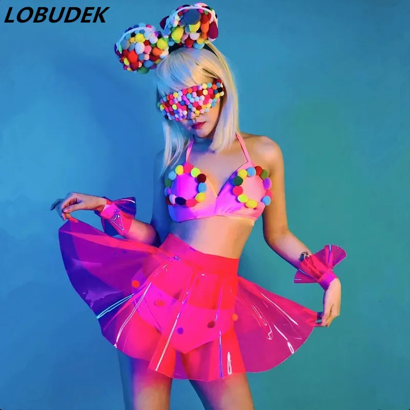 Bar Club Festival Rave Party Show Costume Rose Leather Colorful Ball Headdress Bikini Skirts Outfit DJ Leading Dancer Stage Wear
Bar Club Festival Rave Party Show Costume Rose Leather Colorful Ball Headdress Bikini Skirts Outfit DJ Leading Dancer Stage Wear