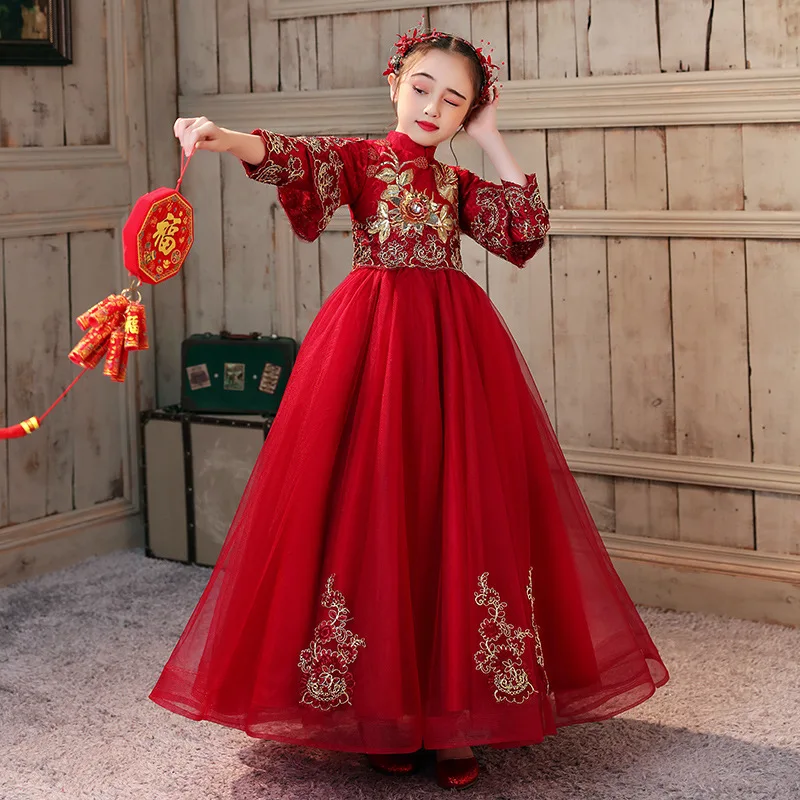 Girls Autumn Winter New Vintage Chinese Style Embroidery Hanfu Party Evening Stage Performance Princess Skirt New Year's Vestido
Girls Autumn Winter New Vintage Chinese Style Embroidery Hanfu Party Evening Stage Performance Princess Skirt New Year's Vestido