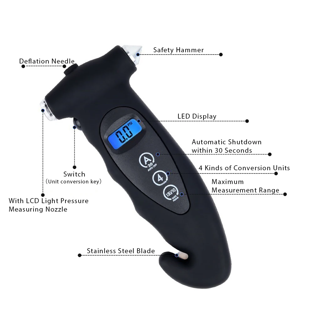 Tire Air Pressure Gauge Backlight High-precision LCD Display Car Brand New Tire Pressure Gauge for Auto Car Motorcycle Bicycle
Tire Air Pressure Gauge Backlight High-precision LCD Display Car Brand New Tire Pressure Gauge for Auto Car Motorcycle Bicycle