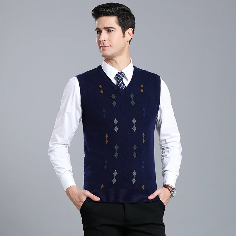 2019 Spring Autumn Men Argyle V-Neck Knitted Vests Sleeveless Sweater Pullover Wool Vest
2019 Spring Autumn Men Argyle V-Neck Knitted Vests Sleeveless Sweater Pullover Wool Vest