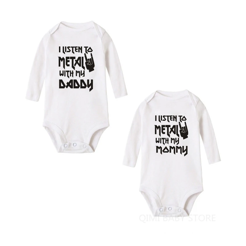I listen to Metal with my Mommy and Daddy Baby Bodysuit Cotton Infant Body Long Sleeve Jumpsuit Baby Boy Girl Outfits Clothes
I listen to Metal with my Mommy and Daddy Baby Bodysuit Cotton Infant Body Long Sleeve Jumpsuit Baby Boy Girl Outfits Clothes